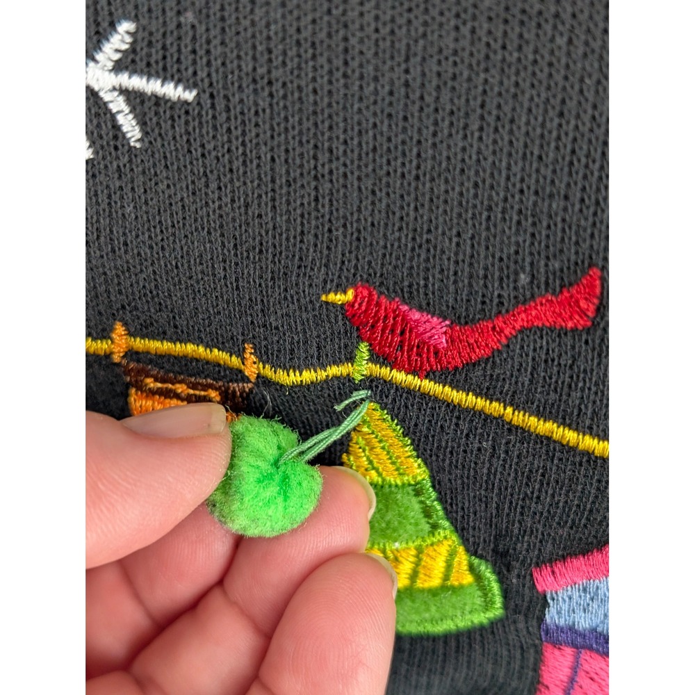 3X Black Full Zip Cardigan Christmas Sweater Winter Clothesline Snowman Holiday - Picture 7 of 10